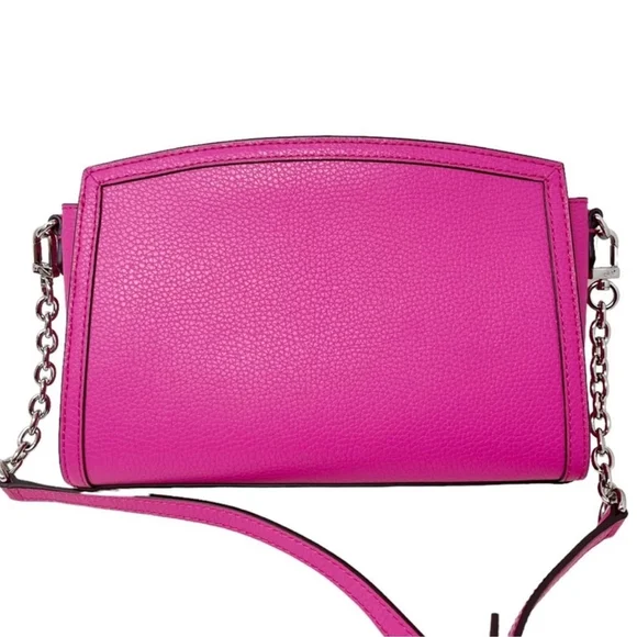 Michael Kors Chantal Chain Strap Crossbody Bag Pink Pebble Leather Cerise Pink - Picture 4 of 8